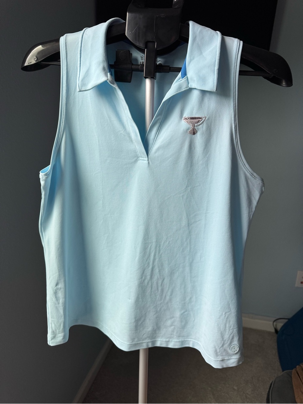 Light Blue Sleeveless Polo Tank Top - presidents Cup